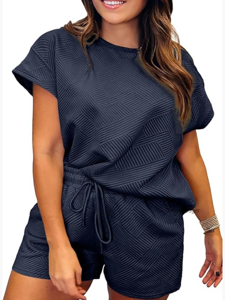 Plus Size 2 Piece Sweatsuit Lounge Set Sleeveless Top Drawstring Shorts Comfy